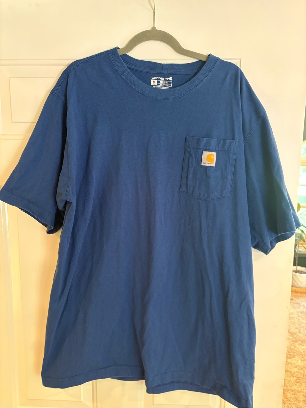 Carhartt Men's Loose Fit Pocket Tee in Royal Blue with Logo Patch